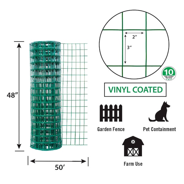 Garden Zone Garden Craft 48 in. H X 50 ft. L Steel Welded Wire Fence 2x3 in. 024850 - main
